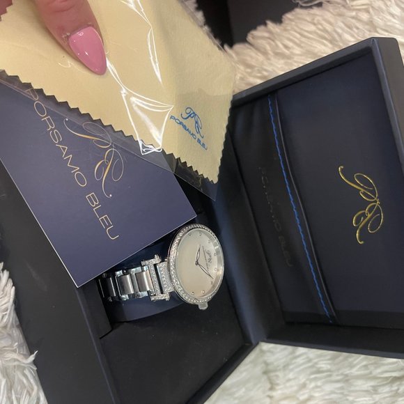 NWT Porsamo Bleu Women\'s Crystal Set Watch